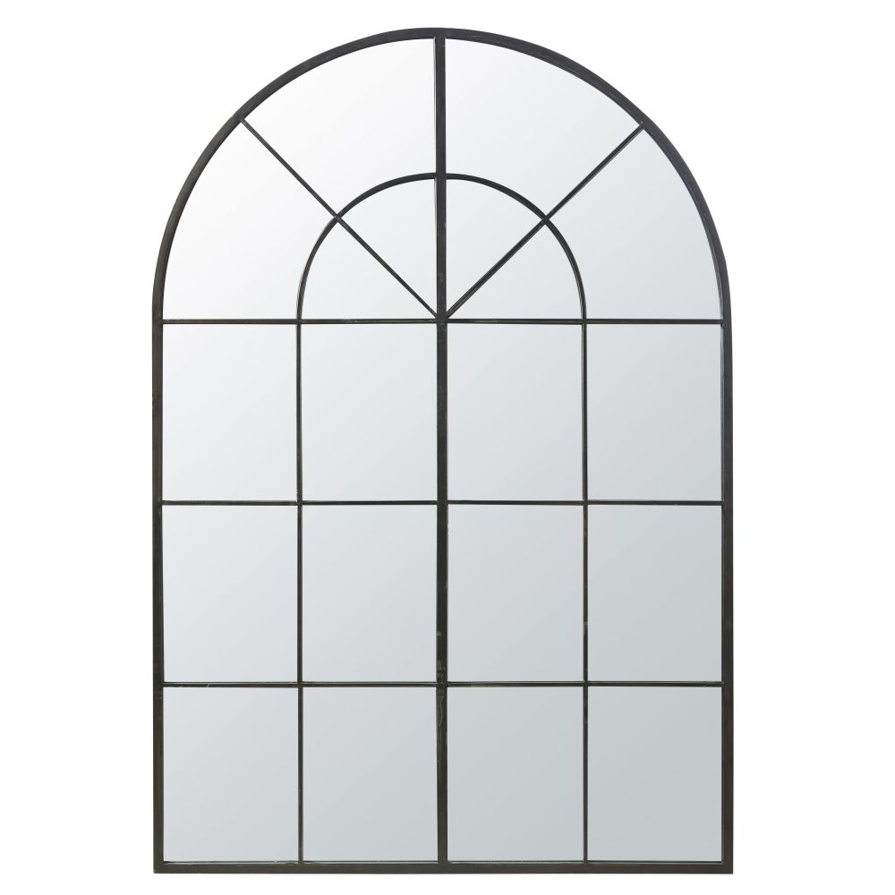 Maisons du Monde Grand miroir fenêtre arche en métal noir 137x200