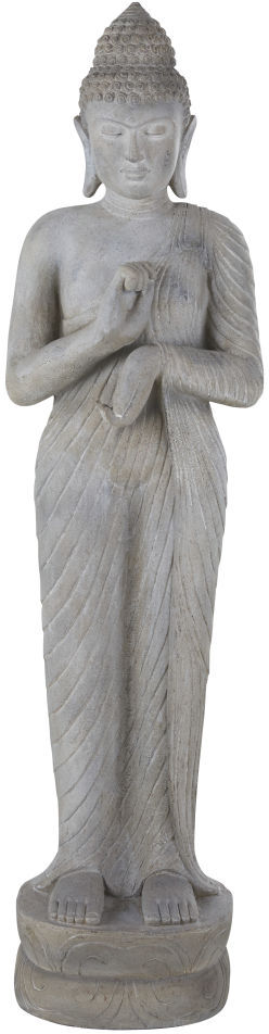 Maisons du Monde Statue de jardin bouddha grise blanchie H158