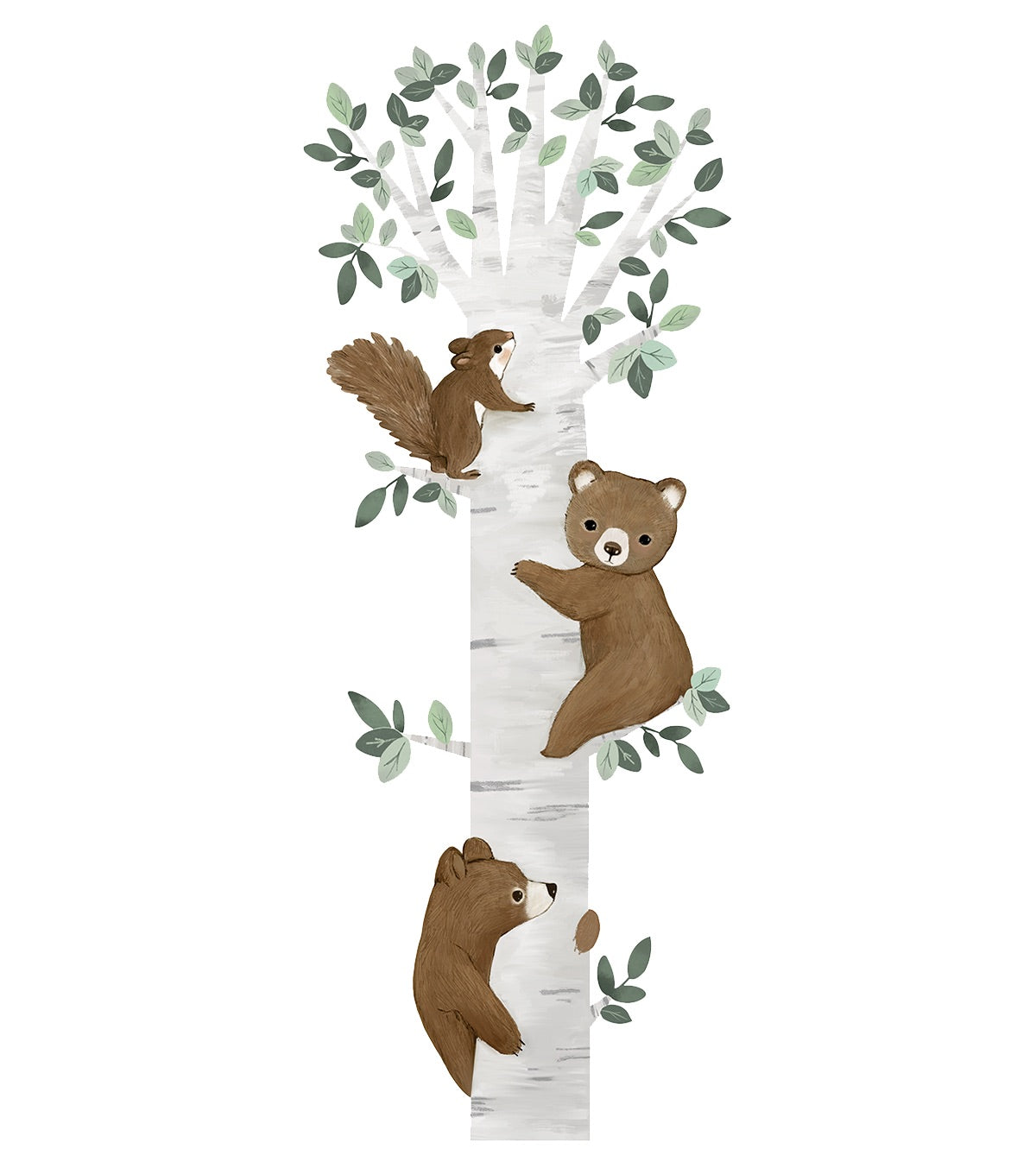 Lilipinso Grand sticker ours montent à l'arbre en vinyle mat multicolore
