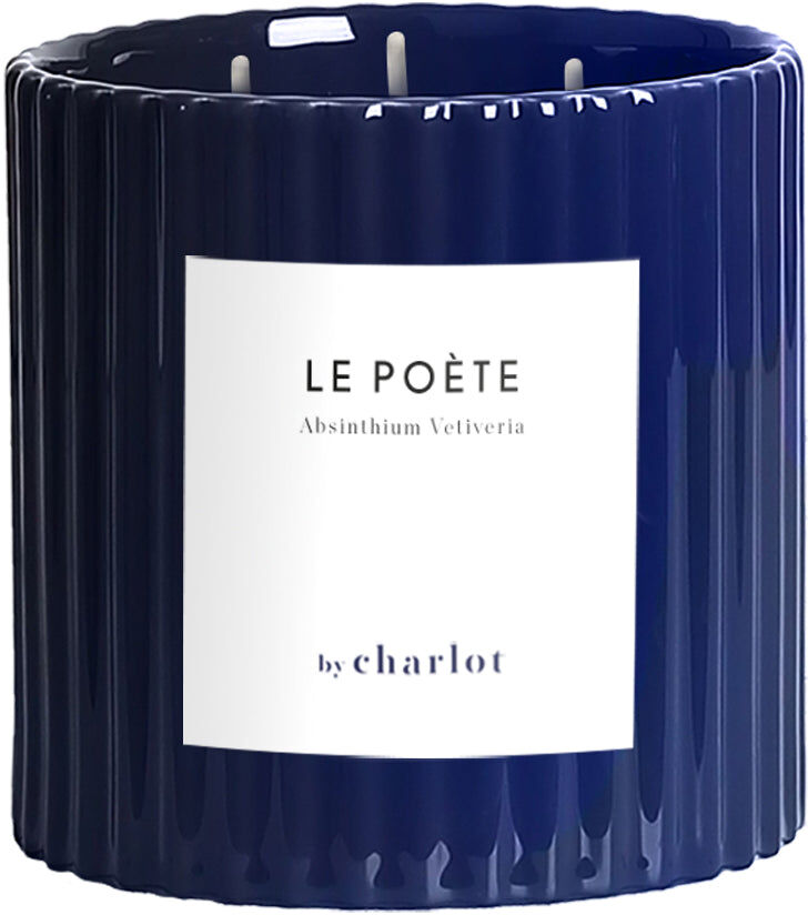 By Charlot Bougie colorée bleue - pot en céramique - 3 mèches