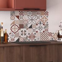 99Déco Crédence cuisine Bandeau ALU lot de 2 L100xH20cm Marron Carreaux