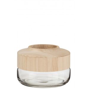 LANADECO Vase bas bois/verre marron clair H17,5cm