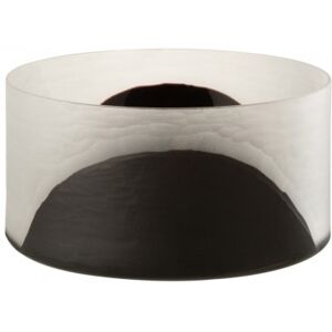 LANADECO Vase plat verre noir/transparent