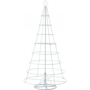 LANADECO Arbre de Noël conique à décorer en métal blanc 94x94x188 cm