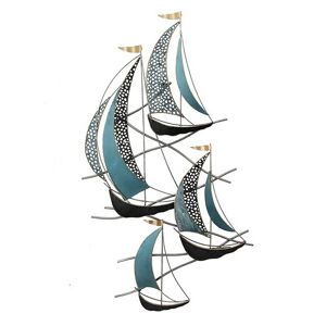 DECO-MURALE.shop Decoration murale en metal sailboat at sea 106x61x3