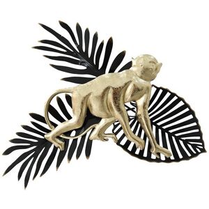 DECO-MURALE.shop Decoration murale en metal singe dore 44x35x4