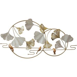 DECO-MURALE.shop Decoration murale en metal ginkgo et moineaux 118x63