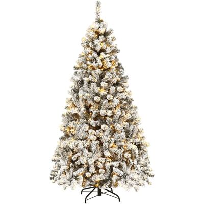 Giantex Sapin de noël artificiel enneigé lumineux 1010 branches blanc 230cm - Publicité Giantex Sapin de noël artificiel enneigé lumineux 1010 branches blanc 230cm - Publicité