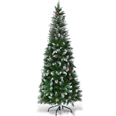 Giantex Sapin de noël enneigé mince avec pommes de pin base en métal 180cm - Publicité Giantex Sapin de noël enneigé mince avec pommes de pin base en métal 180cm - Publicité