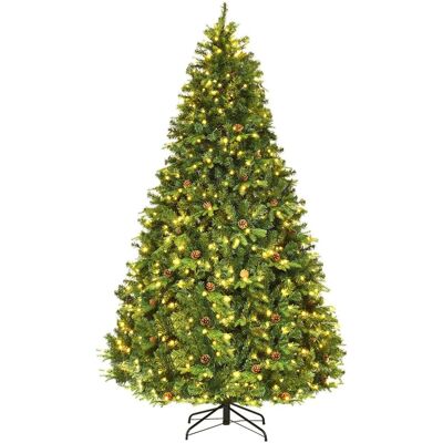 Giantex Sapin de noël artificiel lumineux avec pommes de pin vert 240cm - Publicité Giantex Sapin de noël artificiel lumineux avec pommes de pin vert 240cm - Publicité