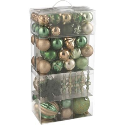 J-line Boite de 80 décorations de noël en plastique vert 30x18x58 cm - Publicité J-line Boite de 80 décorations de noël en plastique vert 30x18x58 cm - Publicité