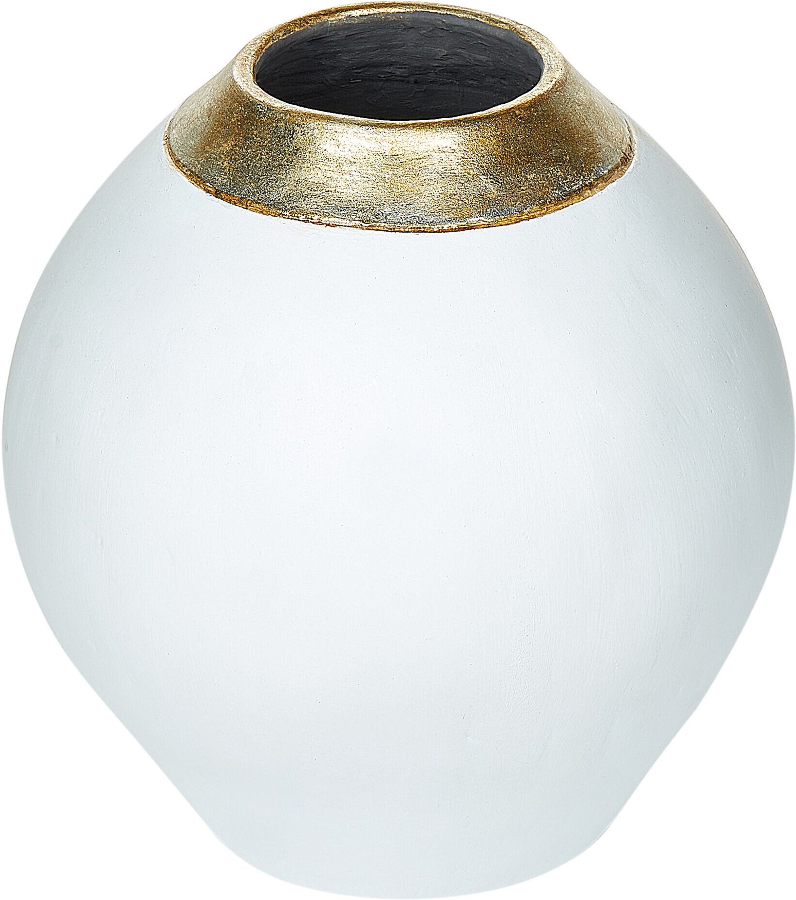 Beliani Vase décoratif en terre cuite blanc H33