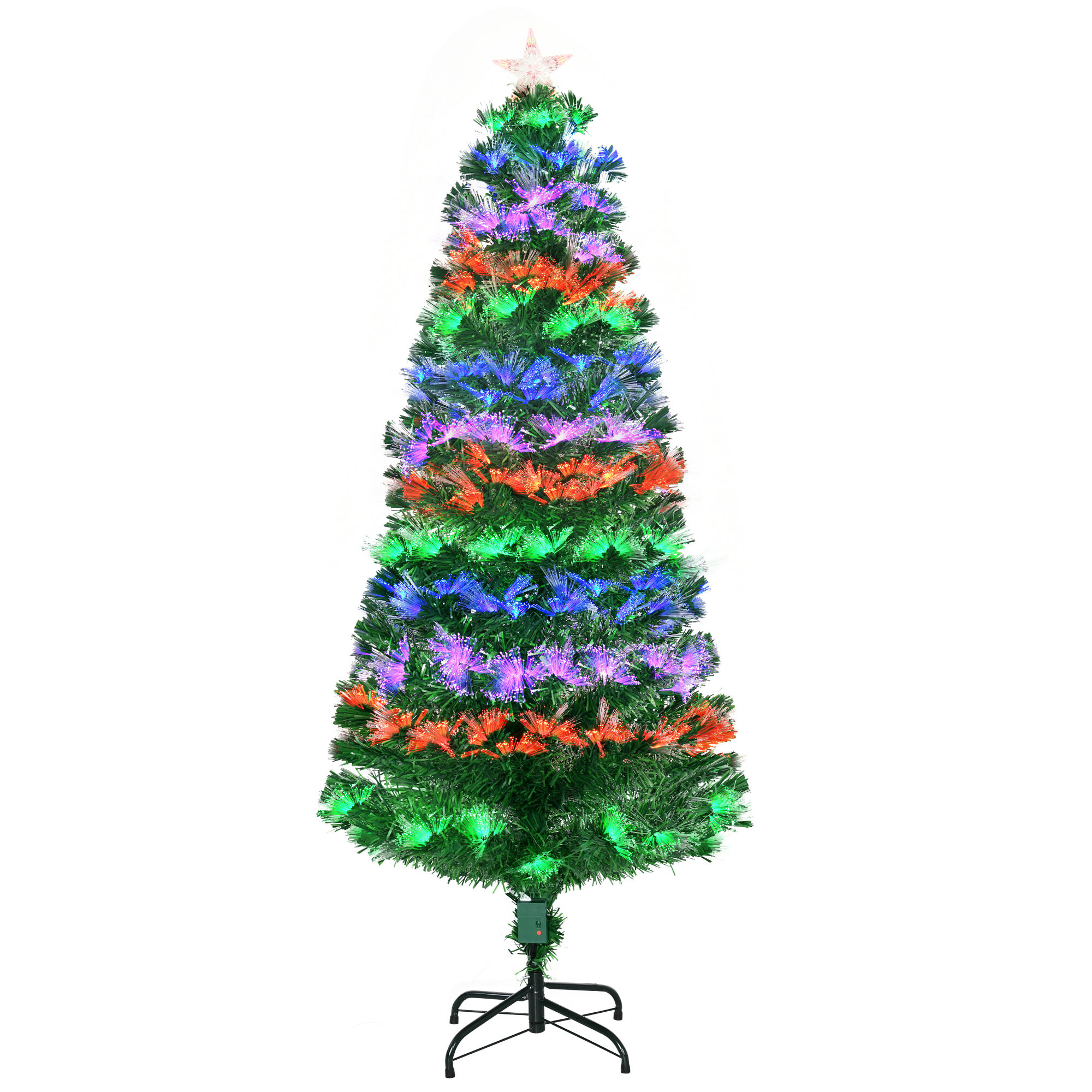 Homcom Sapin de Noël artificiel lumineux fibre optique LED multicolore