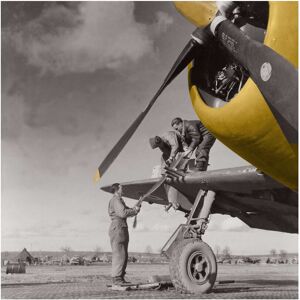 Kelepoq Photo ancienne couleur avion n°12 cadre noir 70x70cm