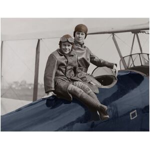 Kelepoq Photo ancienne couleur avion n°04 cadre noir 30x45cm