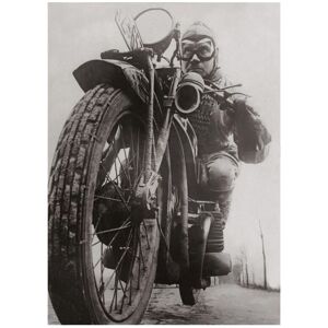 Kelepoq Photo ancienne noir et blanc moto n°29 cadre noir 60x90cm