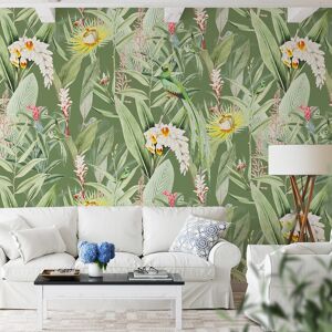 Yeda Design Papier peint panoramique motifs fleurs jardin tropical vert 255x260cm