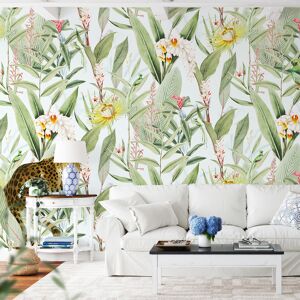 Yeda Design Papier peint panoramique motifs fleurs jardin tropical blanc 255x260cm