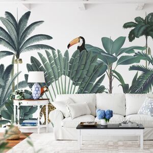 Yeda Design Papier peint jungle foret tropicale luxuriante fond Blanc 255x260cm
