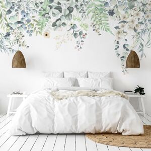 99Deco Papier Peint Panoramique L336xH270cm Multicolore Floral Aquarelle