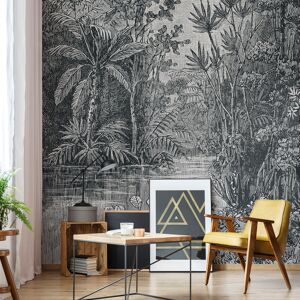 ART Papier peint panoramique intisse jungle gris 200x280cm