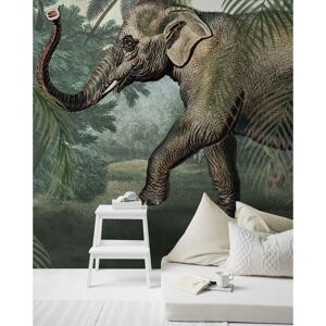 ART Papier peint panoramique elephant vert marron 280x200cm