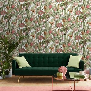 Graham & Brown papier peint tigerlily blanc corail vert 1005x52cm