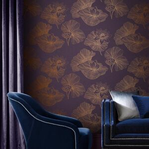 Graham & Brown papier peint lotus violet or 1005 x 52 cm