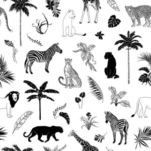 Lilipinso Papier peint animals mix blanc