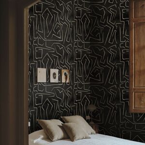 Wallpapers4Beginners Papier Peint Graffiti Noir et Or Rayures Abstraites 250x200 cm