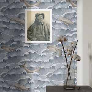 Wallpapers4Beginners Papier Peint Vintage Mer avec des Vagues et des Baleines 250x200 cm