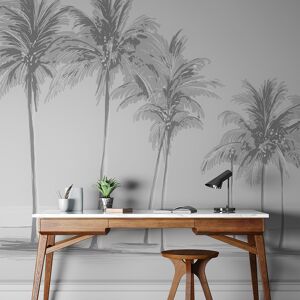 Acte Deco Papier peint panoramique palmiers 225 x 250 cm gris