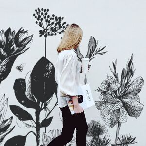 Acte Deco Papier peint panoramique fleurs des champs noir et blanc 450x250cm