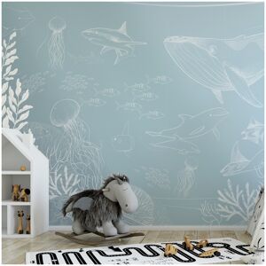 Acte Deco Papier peint panoramique enfant ocean 300 x 250 cm bleu ciel