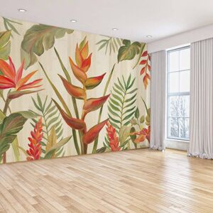 Hexoa Papier peint panoramique feuilles fleurs du paradis 364x270cm