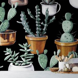 Hexoa Papier peint panoramique motif cactus en pot 364x270cm