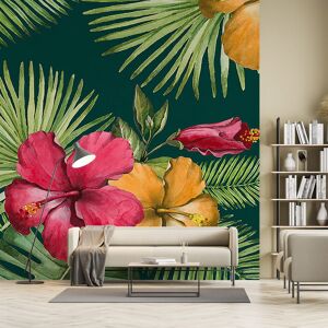 Hexoa Papier peint fleurs d hibiscus 312x270cm