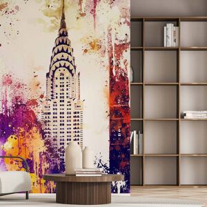 Hexoa Papier peint graphique motif building multicolore 156x270cm