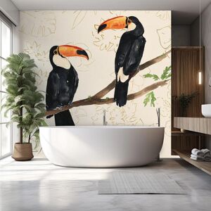 Hexoa Papier peint exotique peinture murale deux toucans 260x270cm