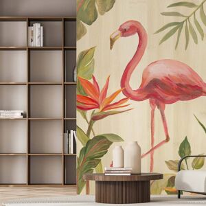 Hexoa Papier peint exotique flamant rose en aquarelle 208x270cm