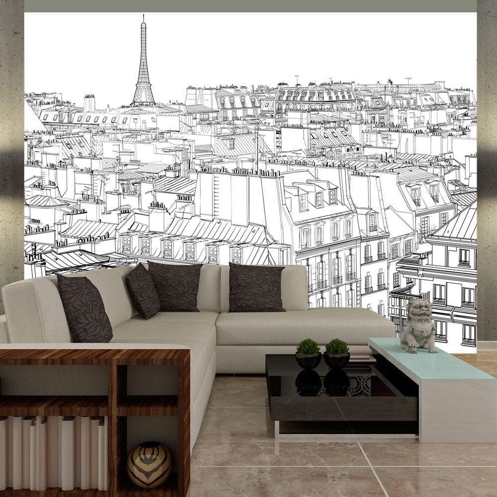 Planete Discount Papier peint panoramique architecture croquis parisien 250x193 cm
