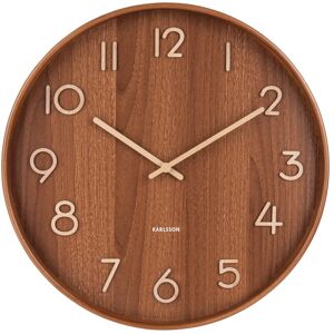 Present Time Horloge murale ronde en bois D40cm bois fonce