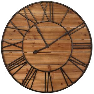 EMDE Horloge ronde metal et bois 90cm