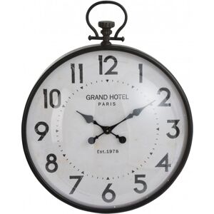 LANADECO Horloge boule ronde metal noir verre H69,5cm