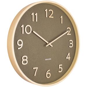 Present Time Horloge ronde en bois pure 40 cm vert mousse