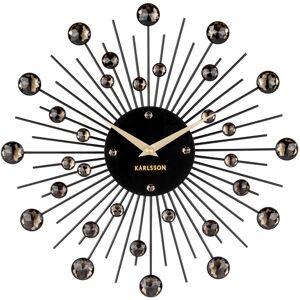 Karlsson Horloge ronde en metal sunburst 30 cm noir