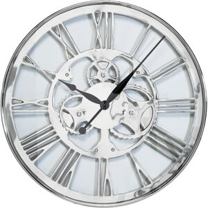 Kare Design Horloge mecanisme apparent en alu argente et verre D60