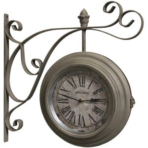 CHEMIN DE CAMPAGNE Horloge de gare en metal taupe 40 x 10 x 40 cm x 19 cm