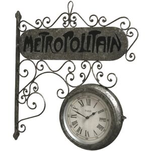 CHEMIN DE CAMPAGNE Horloge de gare en metal gris 55 x 10 x 59 cm