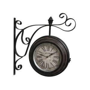 CHEMIN DE CAMPAGNE Horloge de gare murale en metal marron 48 x 31 cm